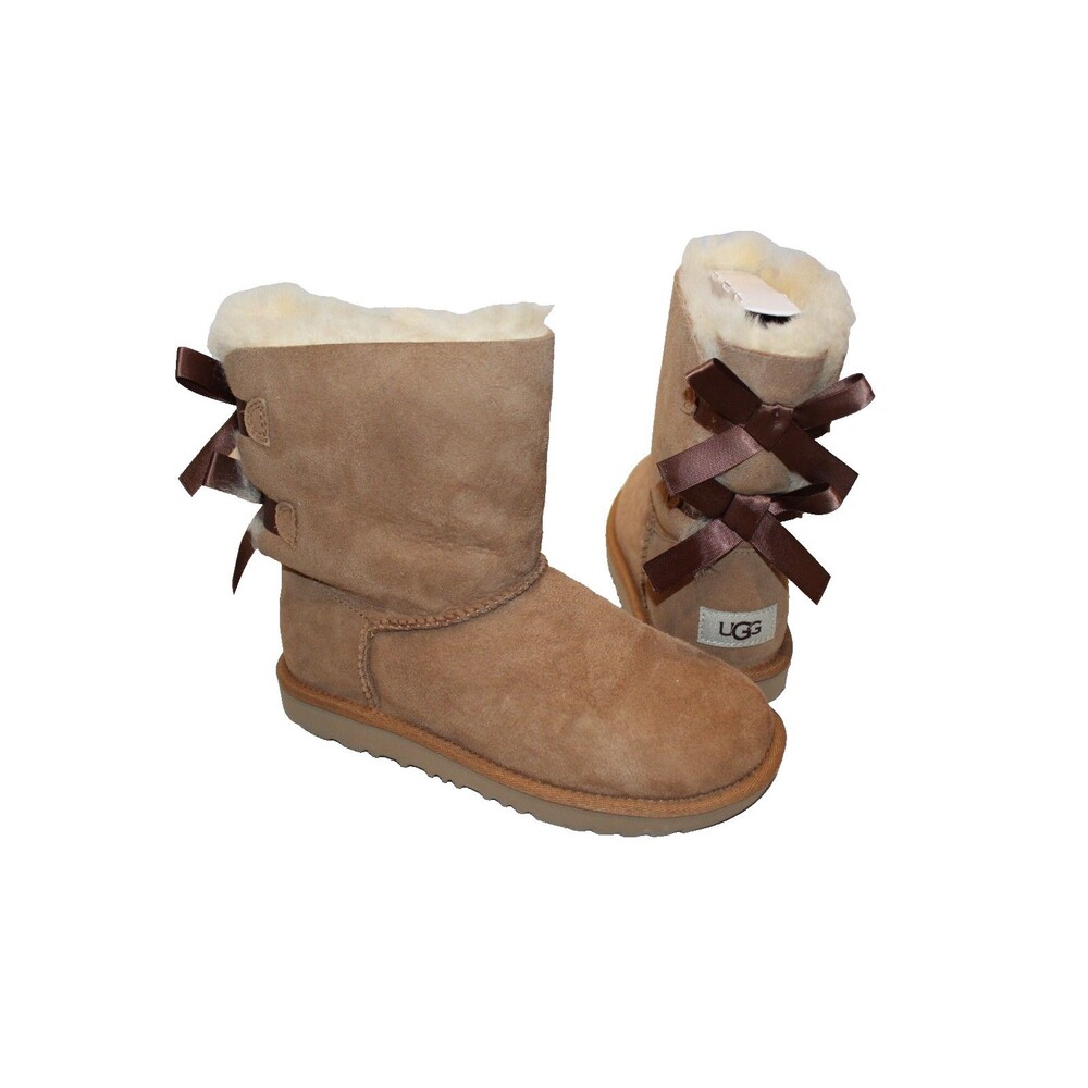 UGG WOMEN'S CLASSIC BAILEY BOW II SUEDE SHEARLING BOW BOOTS CHESTNUT US 7 EU 38